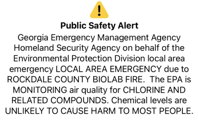 Atlanta Fire Rescue Department Monitors Air Quality as Conyers Fire Odor Permeates City