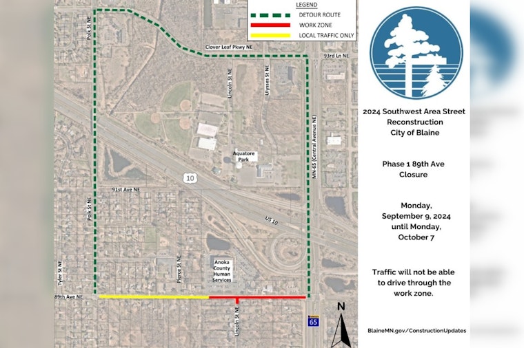 Blaine Residents Alerted of 89th Avenue Closure Amid Southwest Area Street Reconstruction Project