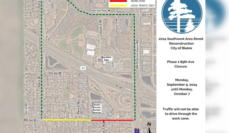 Blaine Residents Alerted of 89th Avenue Closure Amid Southwest Area Street Reconstruction Project