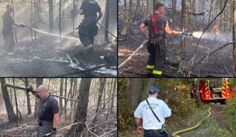 Boston Firefighters Battle Major Brush Fire Near Enneking Parkway, Residents Urged to Avoid Area