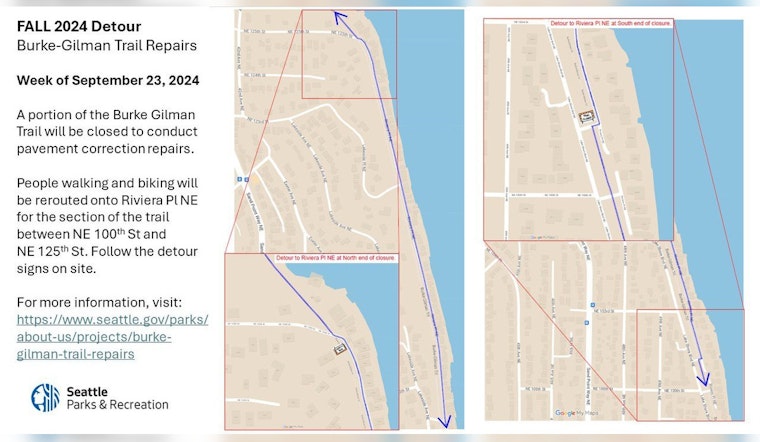 Burke-Gilman Trail in Seattle to See Pavement Repairs with Detours for Cyclists and Joggers