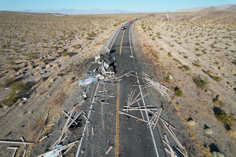 Chemical Fire from Overturned Semi-Truck Shuts Down US95 in Nye County, Nevada