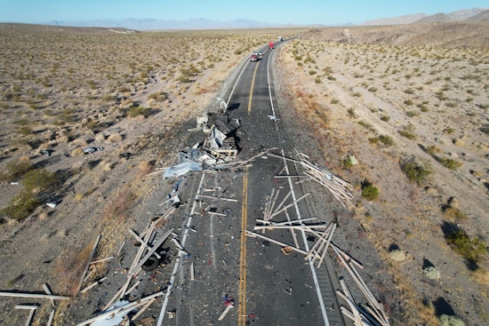 Chemical Fire from Overturned Semi-Truck Shuts Down US95 in Nye County, Nevada