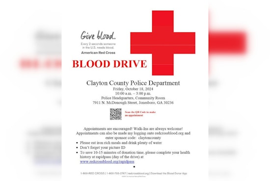 Clayton County Police Team Up with American Red Cross for Blood Drive in Jonesboro