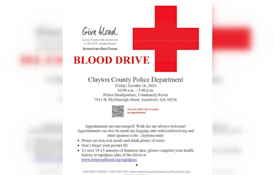Clayton County Police Team Up with American Red Cross for Blood Drive in Jonesboro