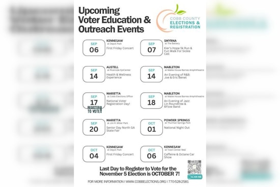 Cobb County Announces Voter Registration Deadlines and Outreach Events Ahead of November Election
