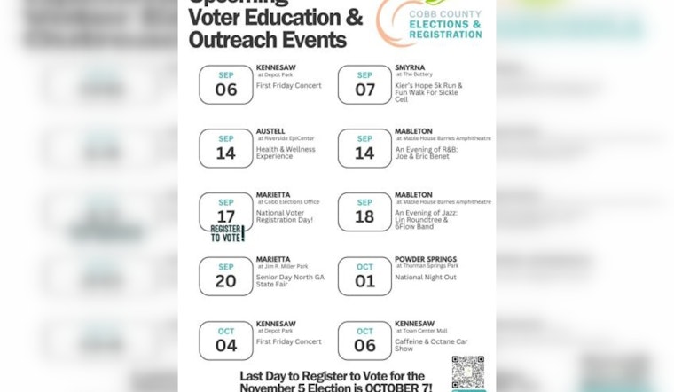 Cobb County Announces Voter Registration Deadlines and Outreach Events Ahead of November Election