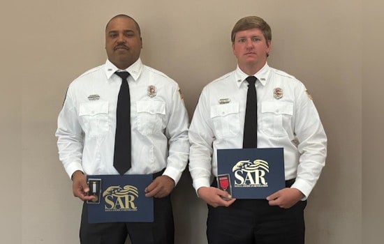 Collierville Firefighters Josh Scott and Jocko Tate Honored by Sons of the American Revolution for Exceptional Service