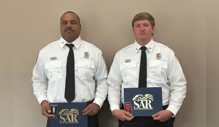 Collierville Firefighters Josh Scott and Jocko Tate Honored by Sons of the American Revolution for Exceptional Service