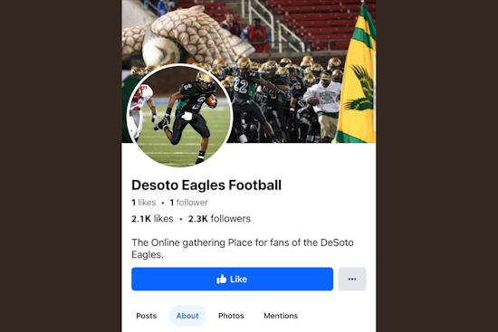 DeSoto PD Alerts Fans to Fake Facebook Page Impersonating Eagles Football Team