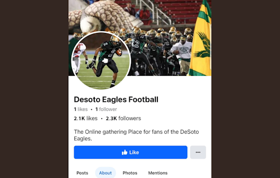 DeSoto PD Alerts Fans to Fake Facebook Page Impersonating Eagles Football Team