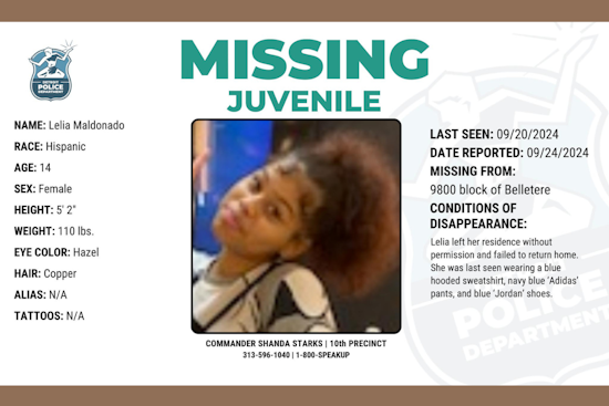 Detroit Police Escalate Search for Missing 14-Year-Old Lelia Maldonado, Seek Public's Help
