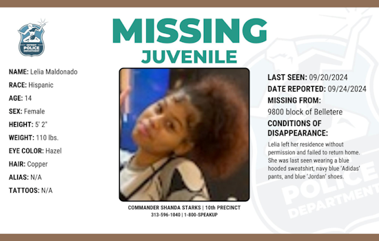 Detroit Police Escalate Search for Missing 14-Year-Old Lelia Maldonado, Seek Public's Help