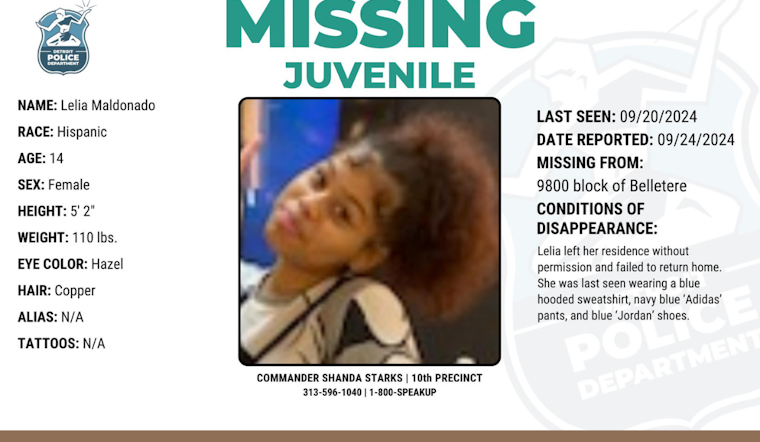 Detroit Police Escalate Search for Missing 14-Year-Old Lelia Maldonado, Seek Public's Help