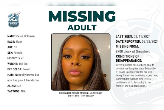 Detroit Police Seek Public's Help to Locate Missing Woman Cerea Goldman