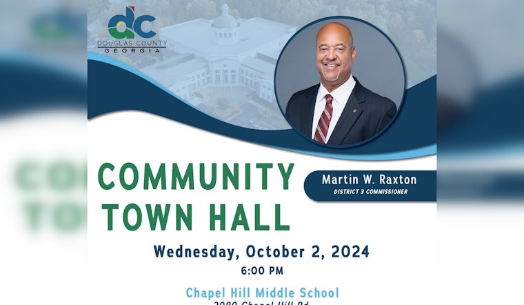 Douglas County's Commissioner Raxton to Host First Town Hall Meeting at Chapel Hill Middle School on October 2nd