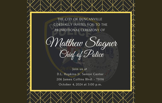 Duncanville to Welcome New Police Chief Matthew Stogner in Community-Focused Ceremony