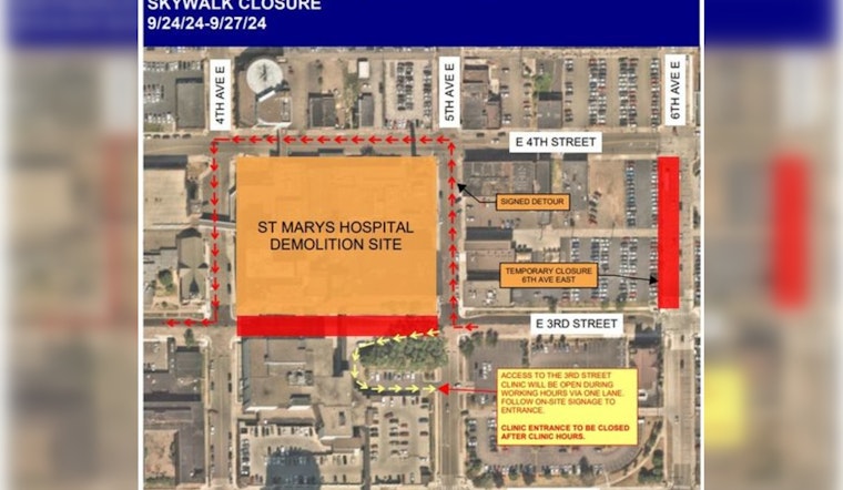 E Third Street Closure and Detours Around St. Mary's Hospital Site Demolition