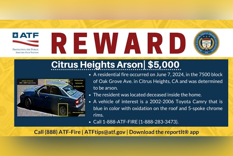Federal Reward Offered for Critical Information on Deadly Sacramento County Arson