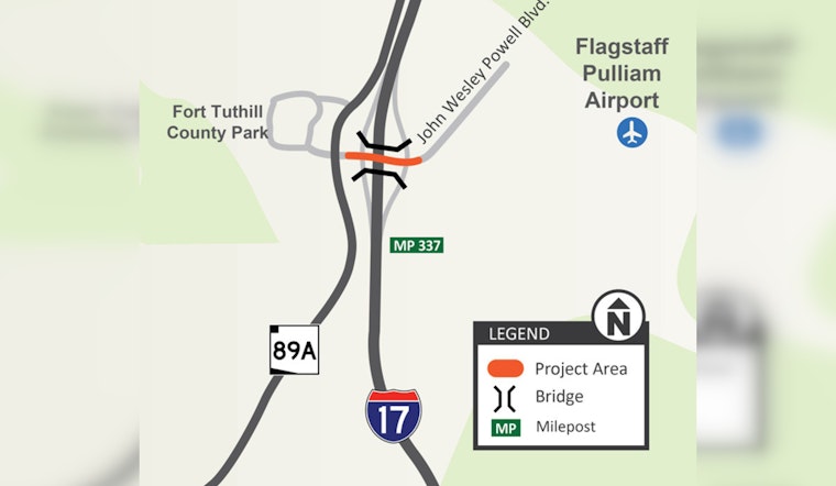 Flagstaff Alert, I-17 Overnight Closures for Bridge Replacement Project, September 9-12