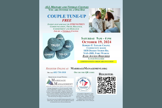 Fort Worth's NAS JRB Chapel Offers Free "Couple Tune-Up" to Bolster Marital Bonds