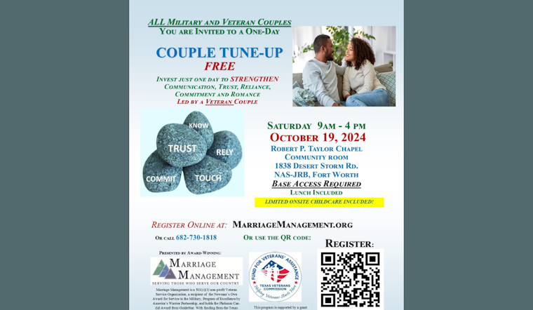 Fort Worth's NAS JRB Chapel Offers Free "Couple Tune-Up" to Bolster Marital Bonds