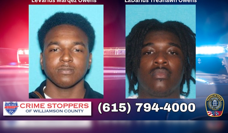 Franklin Police Seek Brothers LeVarius and LaDarius Owens for Elder Exploitation, Offer Reward for Tips Leading to Arrest