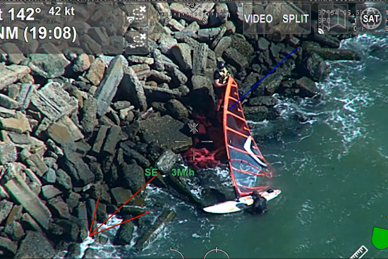 Helicopter Rescue by Contra Costa Sheriff's Office Saves Windsurfer Near Point Isabel Shoreline