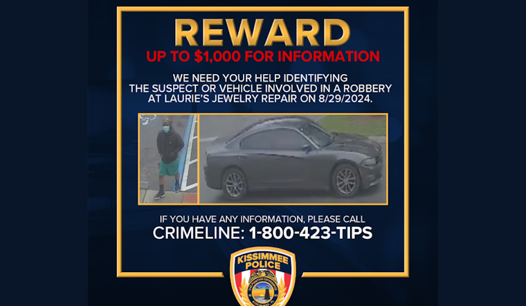 Kissimmee Police Request Public's Help to Identify Suspect in Jewelry Store Robbery, Reward Offered
