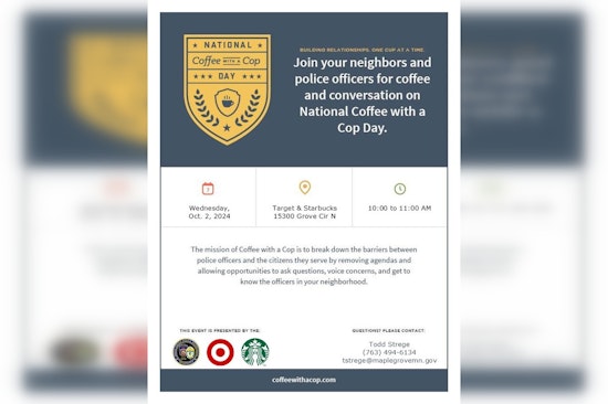 Maple Grove Residents Invited to Connect with Police Over Coffee on National Coffee with a Cop Day
