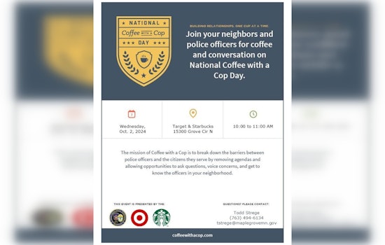 Maple Grove Residents Invited to Connect with Police Over Coffee on National Coffee with a Cop Day