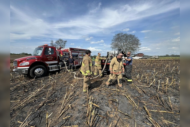 Maury County Firefighters Extinguish Combine Harvester Blaze in Hampshire Pike Cornfield