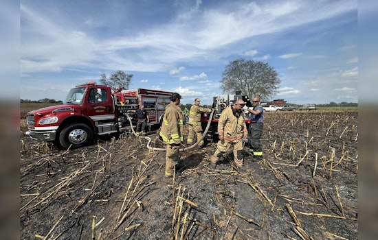 Maury County Firefighters Extinguish Combine Harvester Blaze in Hampshire Pike Cornfield