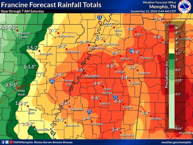 Memphis on Alert for Severe Weather, Flood Watch and Wind Advisory Issued
