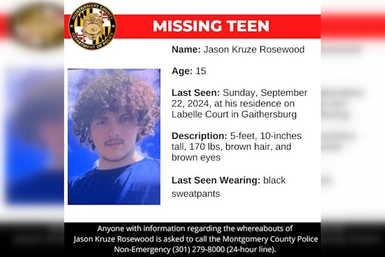 Missing Teenager Jason Kruze Rosewood Found Safe and Unharmed, Montgomery County Police Confirm
