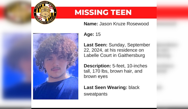 Missing Teenager Jason Kruze Rosewood Found Safe and Unharmed, Montgomery County Police Confirm