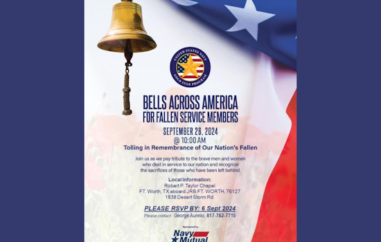 NAS JRB Fort Worth to Honor Fallen Heroes with "Bells Across America" Ceremony at Robert P. Taylor Memorial Chapel