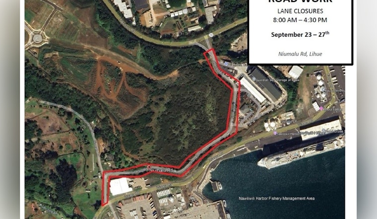 Niumalu Road in Nāwiliwili Scheduled for Closure Next Week for Resurfacing Work