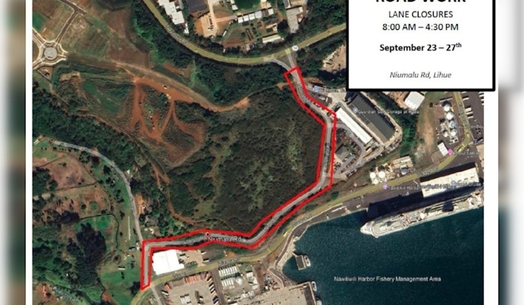 Niumalu Road in Nāwiliwili to Experience One-Lane Closure for Resurfacing with Expected Delays