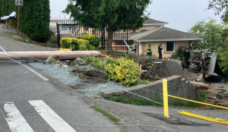 No Injuries Reported as Dump Truck Overturns and Collides with Edmonds Home, Power Outages Affect Hundreds