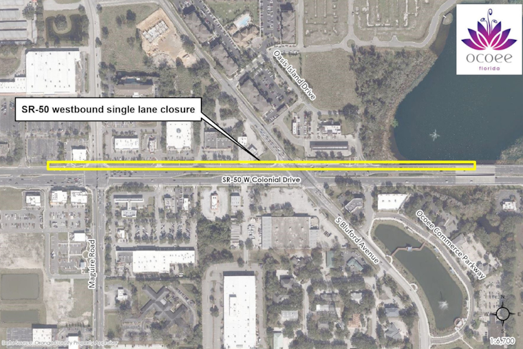 Ocoee Alert, Nighttime Lane Closure on SR-50/W Colonial Drive for Sewer Repairs Starting September 12th