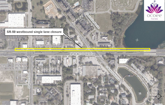 Ocoee Alert, Nighttime Lane Closure on SR-50/W Colonial Drive for Sewer Repairs Starting September 12th