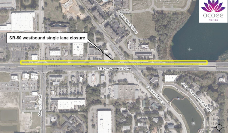 Ocoee Alert, Nighttime Lane Closure on SR-50/W Colonial Drive for Sewer Repairs Starting September 12th