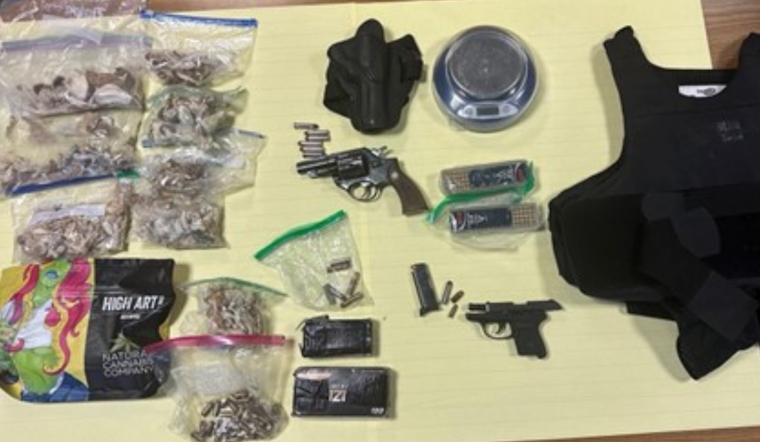 Santa Rosa Police Seize Drugs and Unregistered Firearms, Arrest Two Convicted Felons; Suspect Benjamin Mares Sought