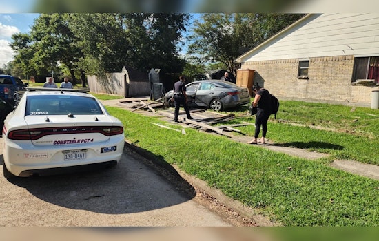 Search Underway for Suspect After Stolen Car Crashes Into Houston Home's Gate