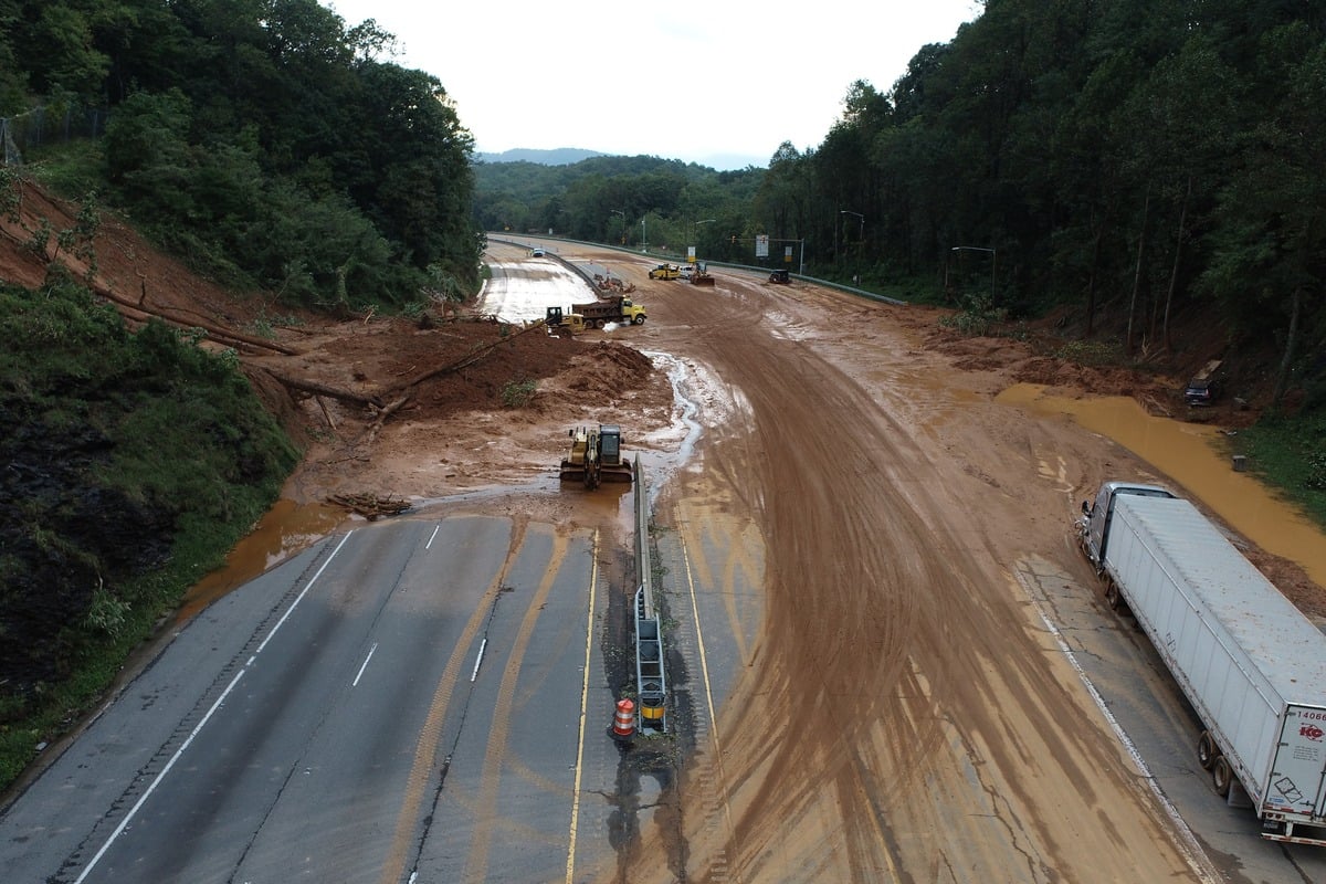 Severe Weather from Hurricane Helene Causes Interstate 40 Collapse,