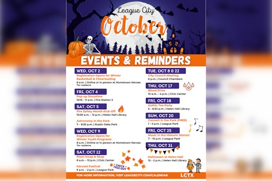 Stay Informed and Engaged, League City Launches Monthly Online Events & Reminders List for Residents