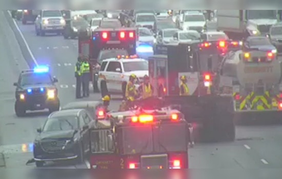 Traffic Halted on I-85 South Near Suwanee Following Vehicle Rollover and Fire