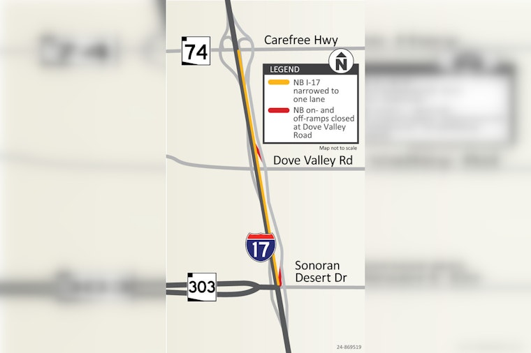 Weekend Traffic Alert: I-17 Northbound Near Phoenix to Narrow for Pavement Work
