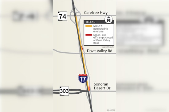 Weekend Traffic Alert: I-17 Northbound Near Phoenix to Narrow for Pavement Work